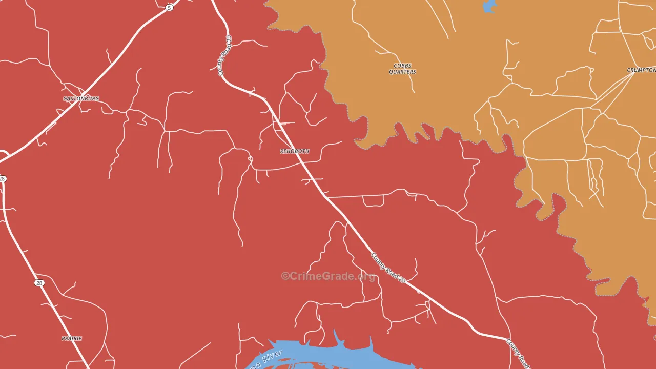 Rehoboth, AL Map of Theft Rates