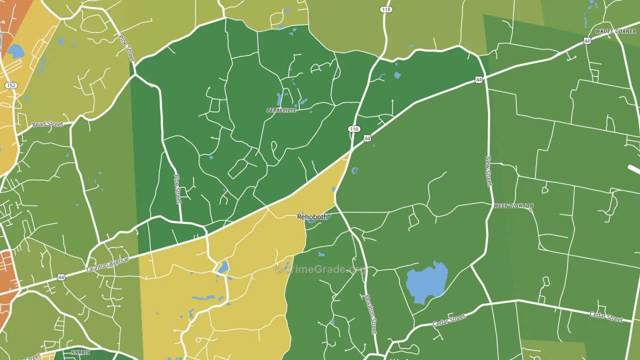 Rehoboth, MA Map of Theft Rates