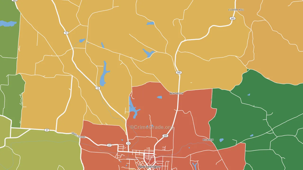 Rehoboth, OH Map of Theft Rates
