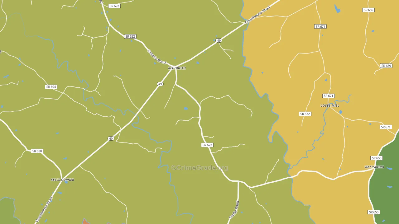 Rehoboth, VA Map of Theft Rates