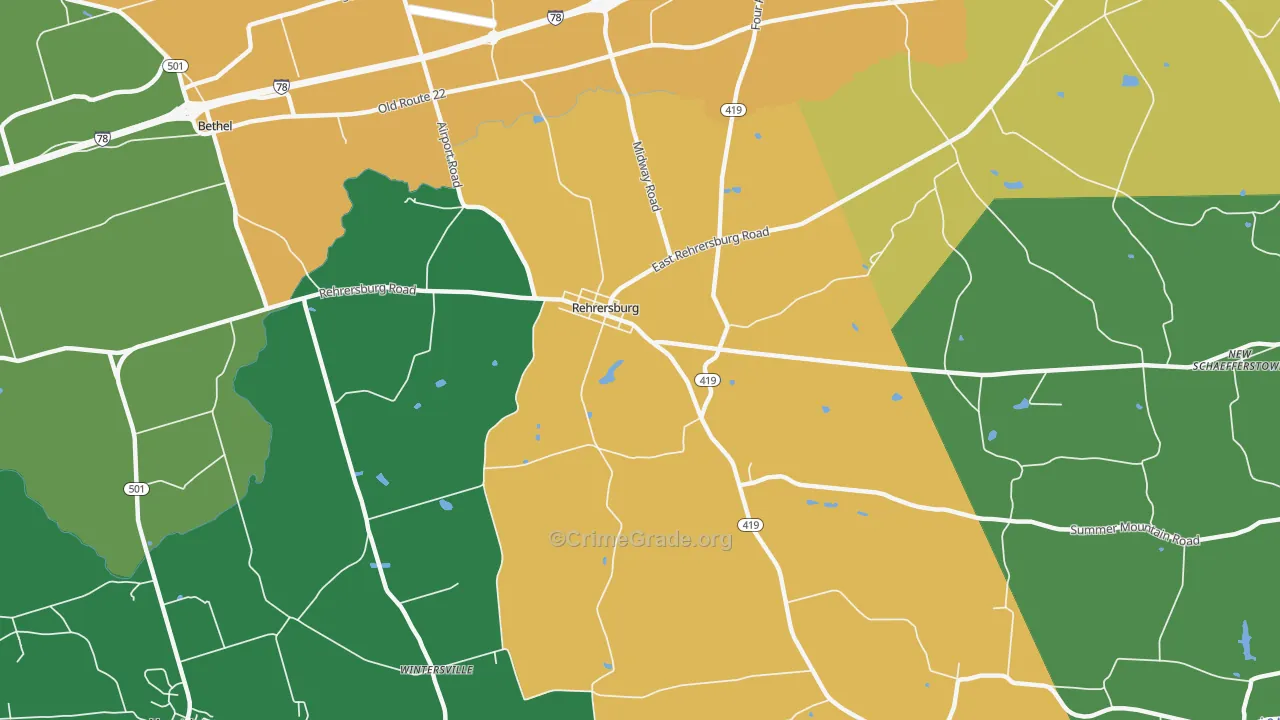 Rehrersburg, PA Map of Theft Rates