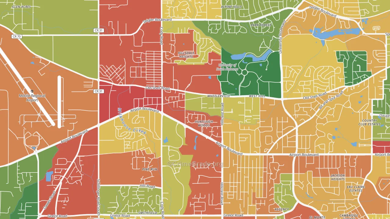 Reichlieu, Mobile, AL Map of Theft Rates