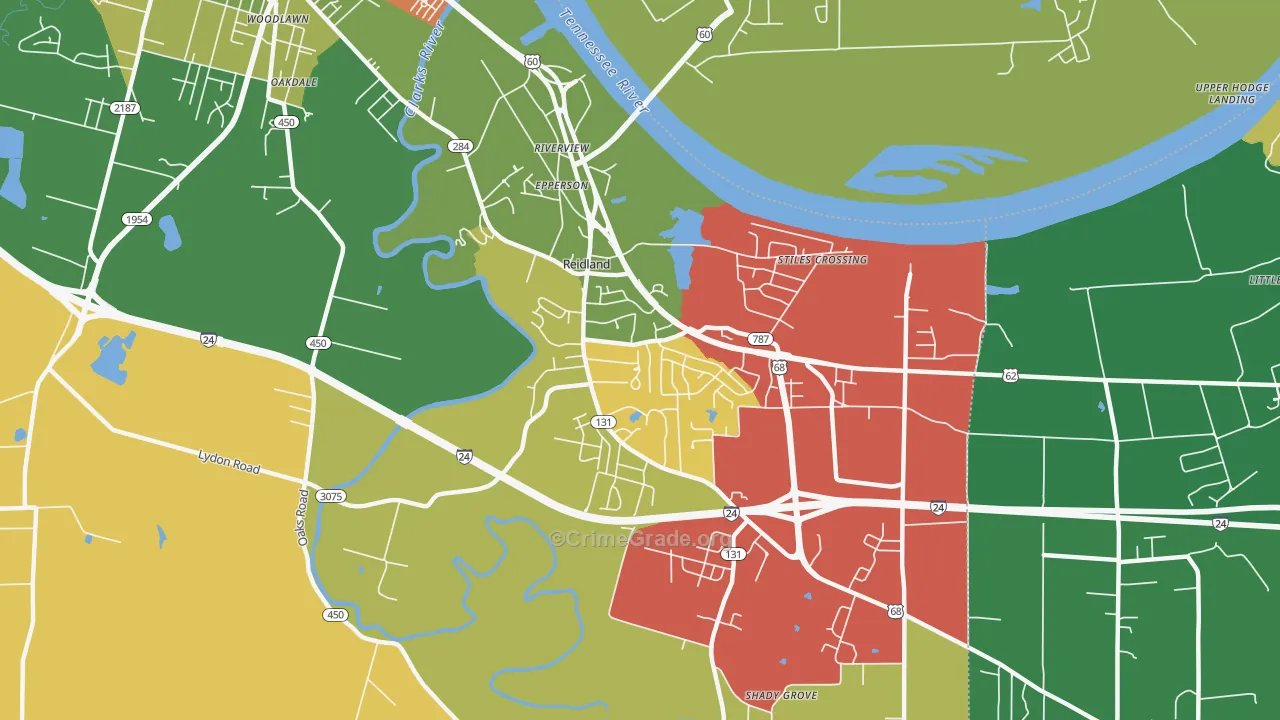 Reidland, KY Map of Theft Rates