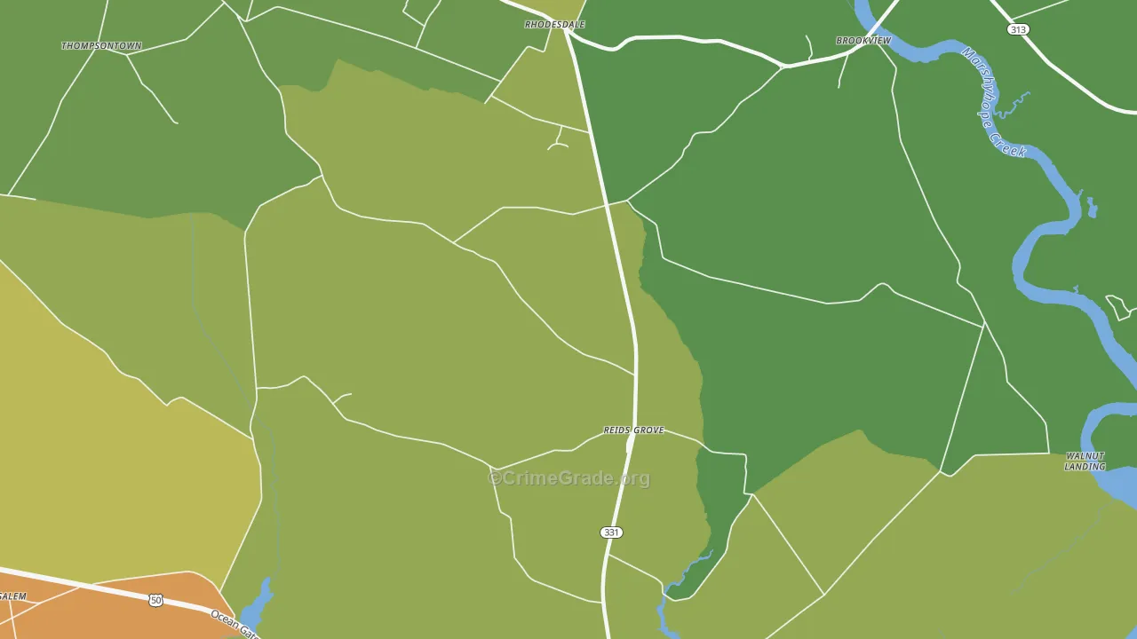 Reids Grove, MD Map of Theft Rates