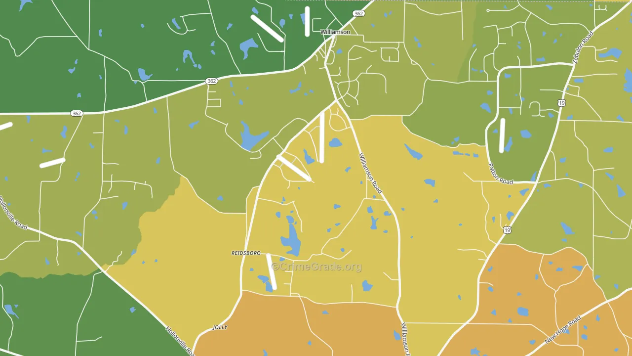 Reidsboro, GA Map of Theft Rates