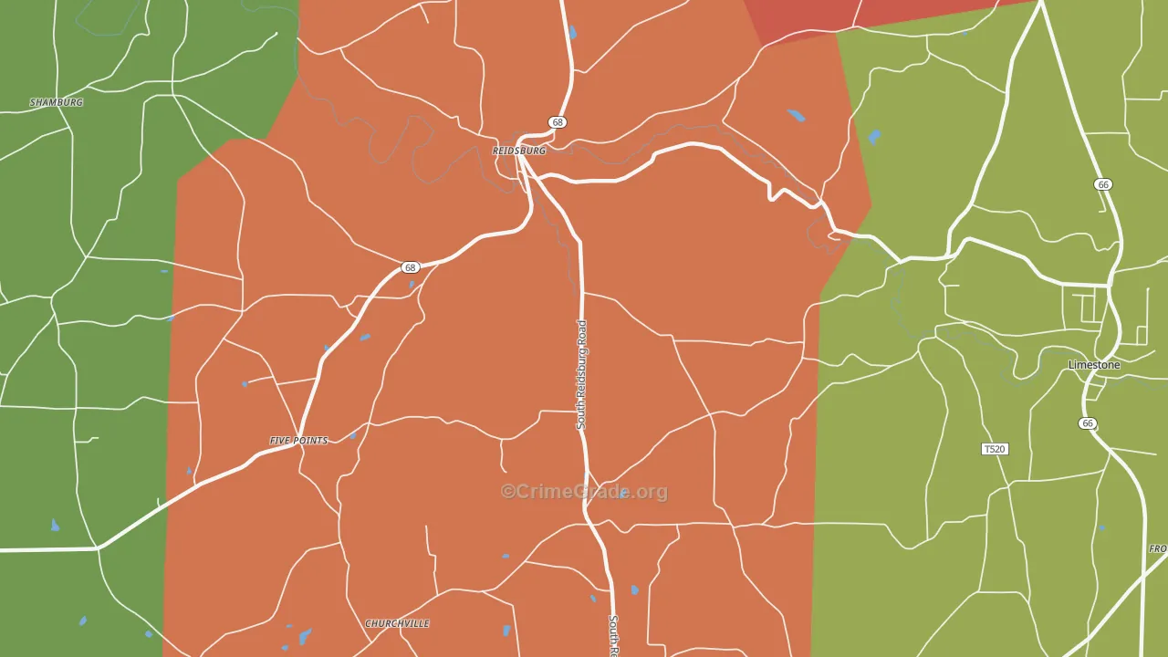 Reidsburg, PA Map of Theft Rates