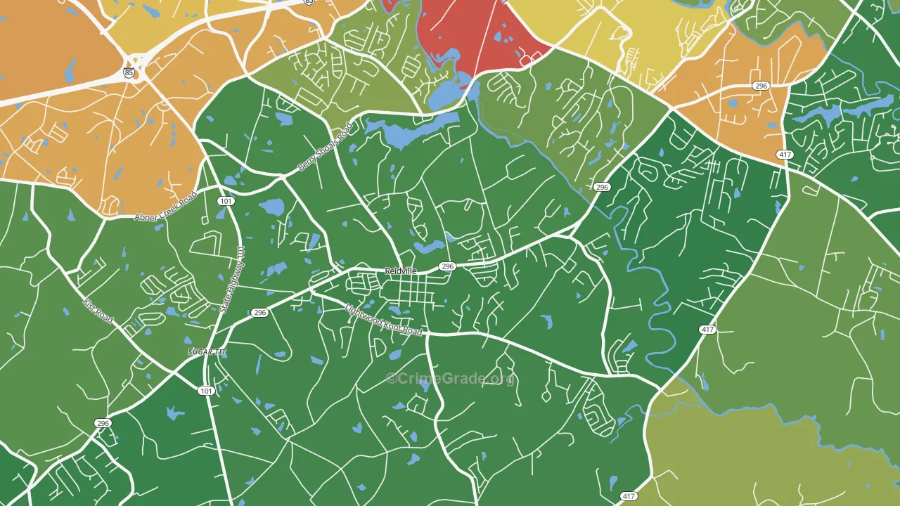 Reidville, SC Map of Theft Rates