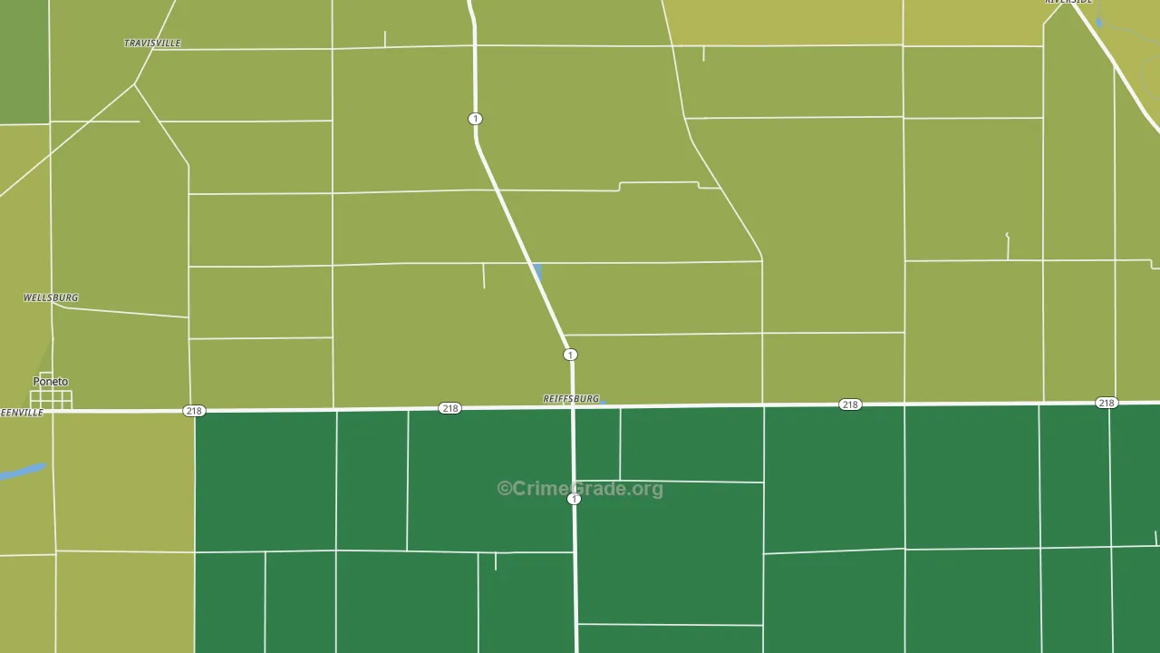 Reiffsburg, IN Map of Theft Rates