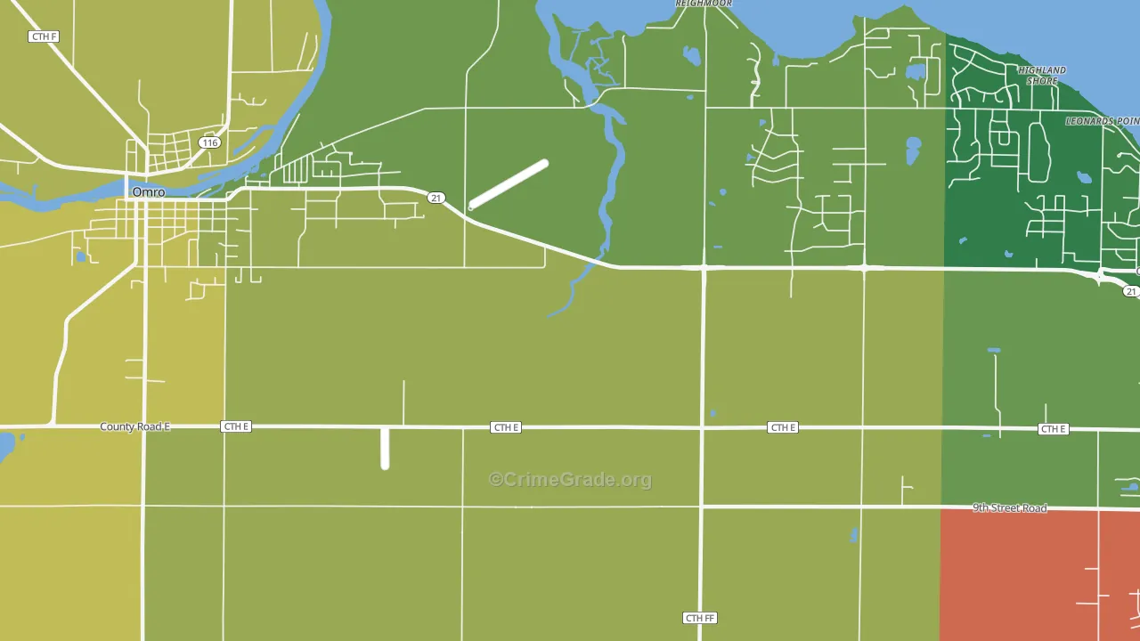 Reighmoor, WI Map of Theft Rates