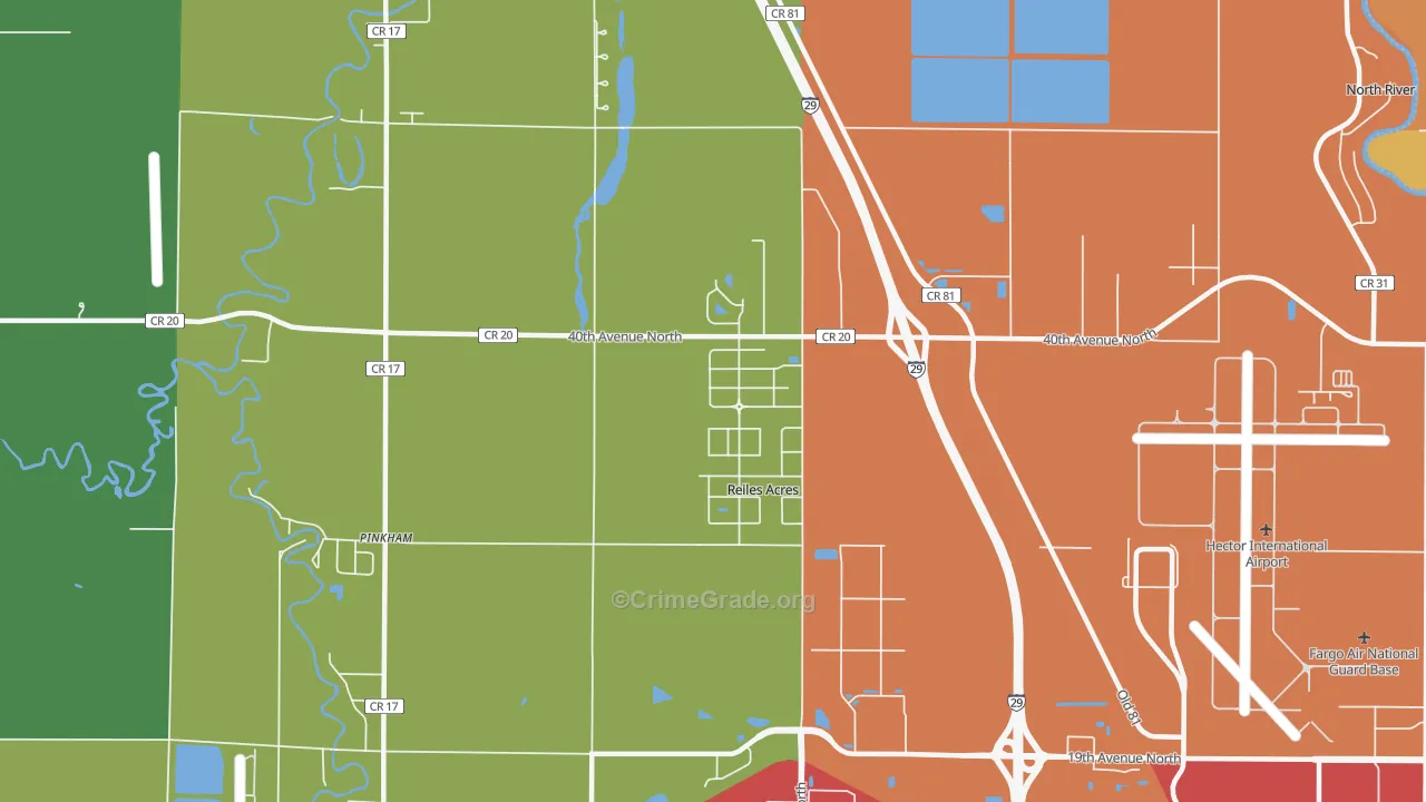Reiles Acres, ND Map of Theft Rates