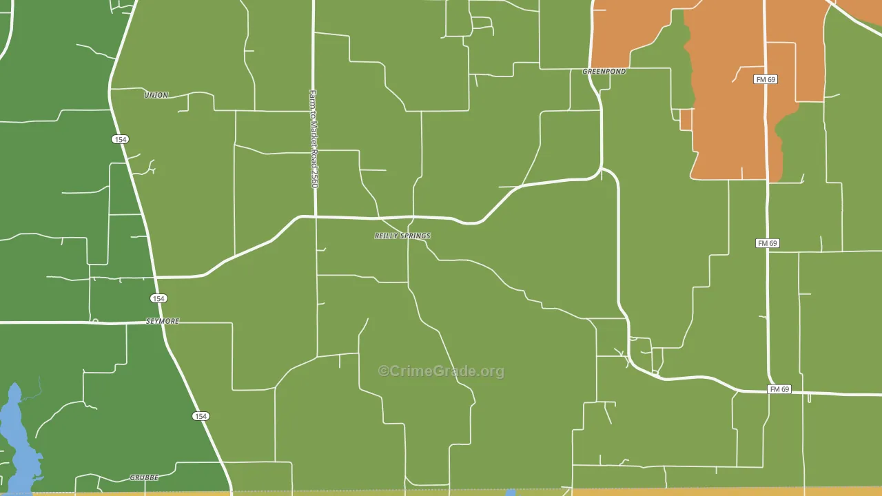 Reilly Springs, TX Map of Theft Rates