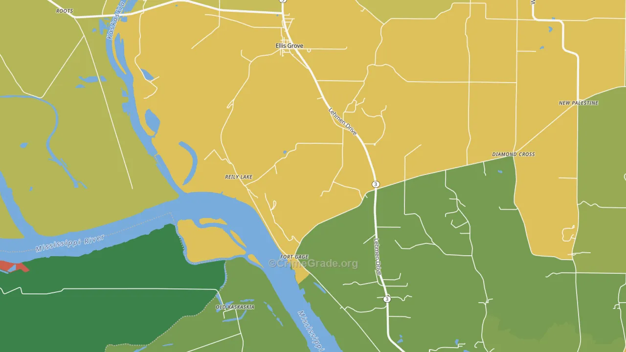 Reily Lake, IL Map of Theft Rates