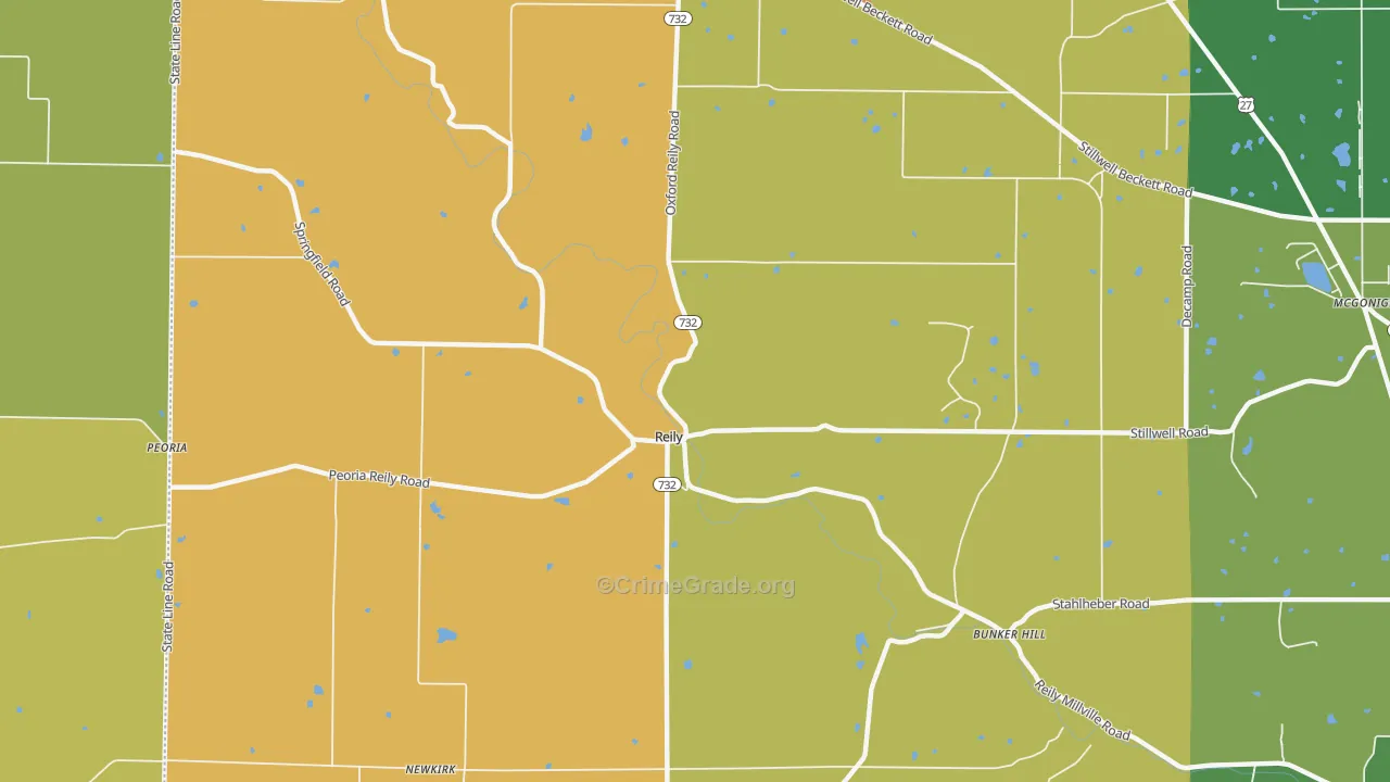 Reily, OH Map of Theft Rates