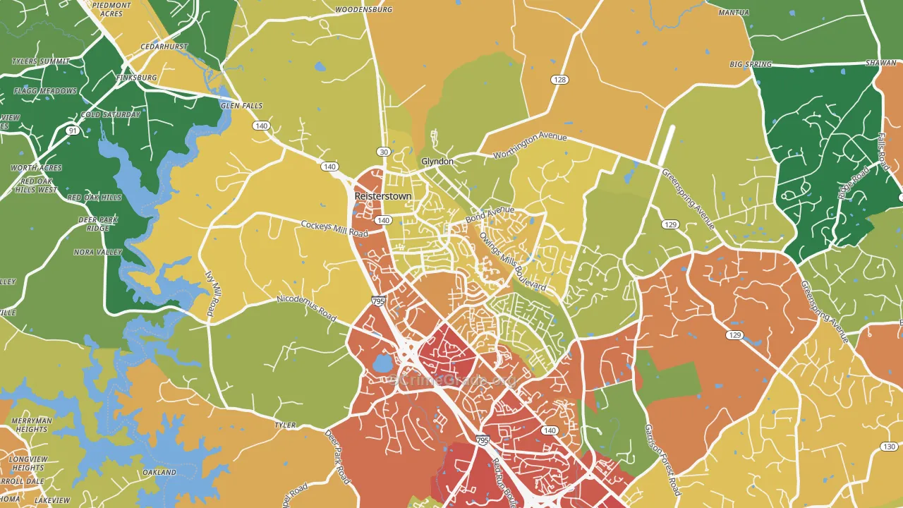 Reisterstown, MD Map of Theft Rates