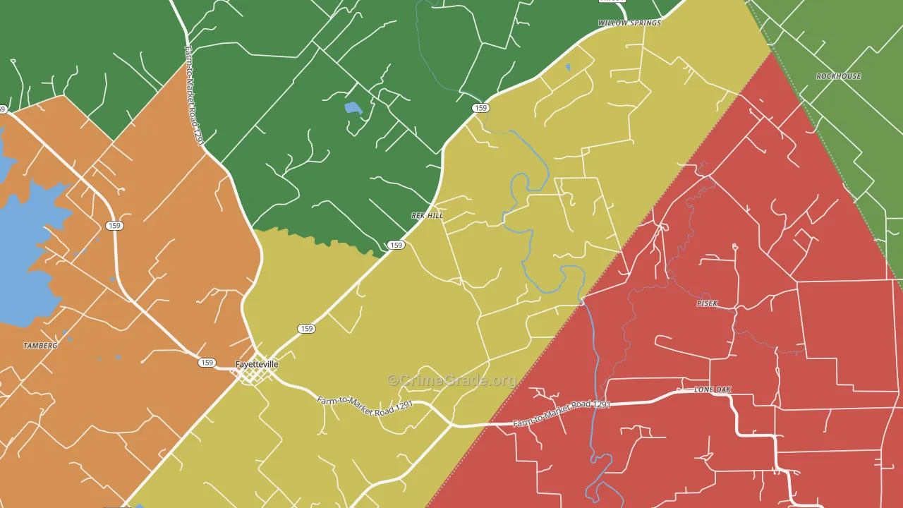 Rek Hill, TX Map of Theft Rates