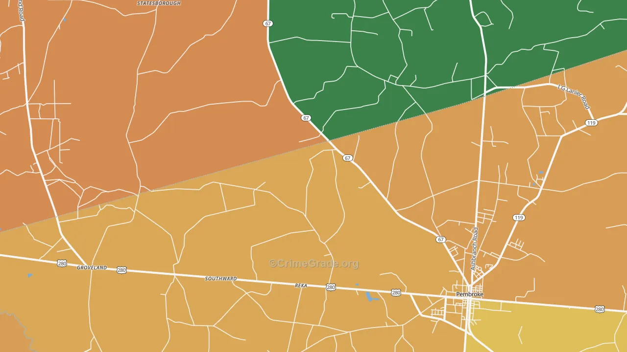 Reka, GA Map of Theft Rates