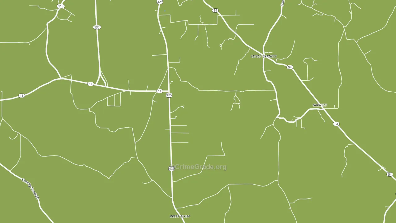 Relfs Bluff, AR Map of Theft Rates