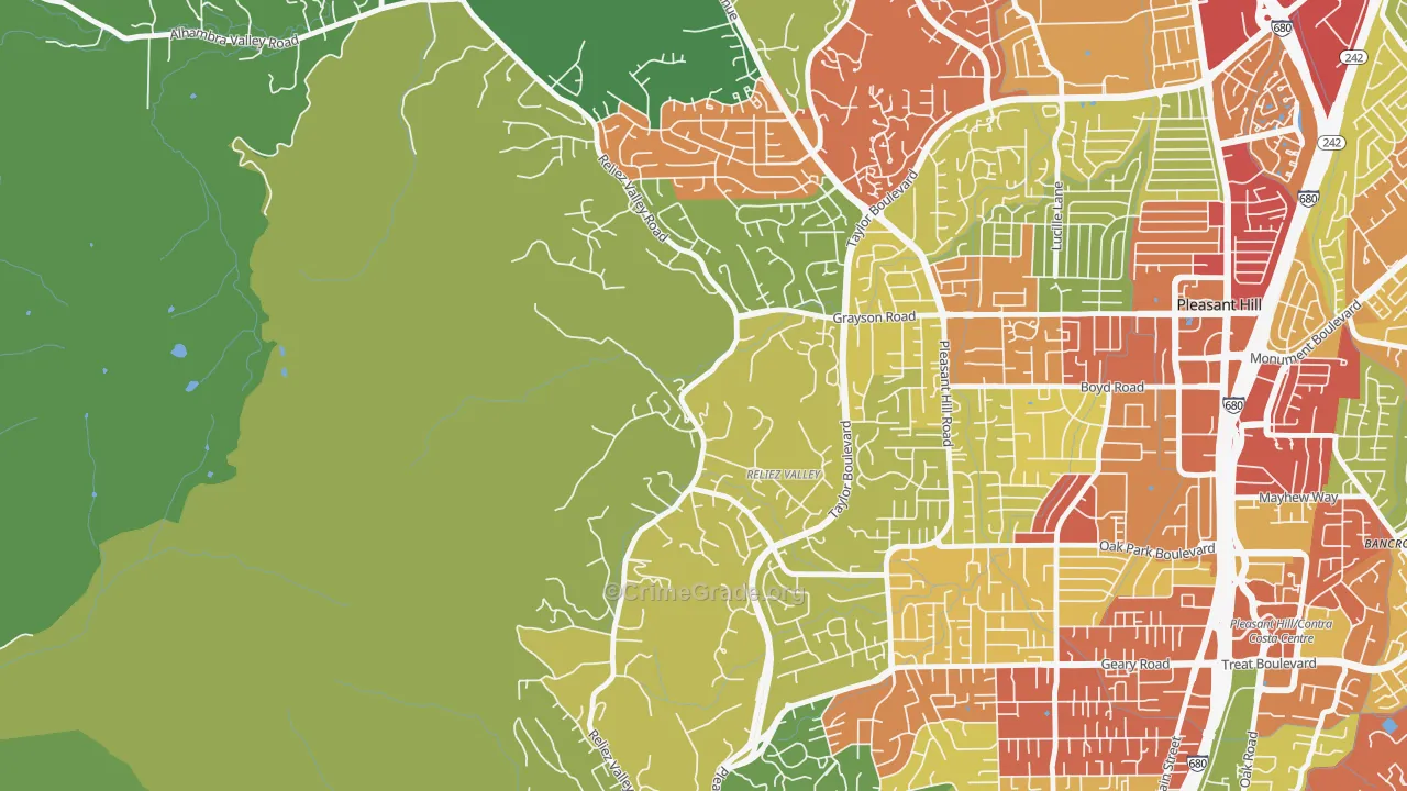 Reliez Valley, CA Map of Theft Rates