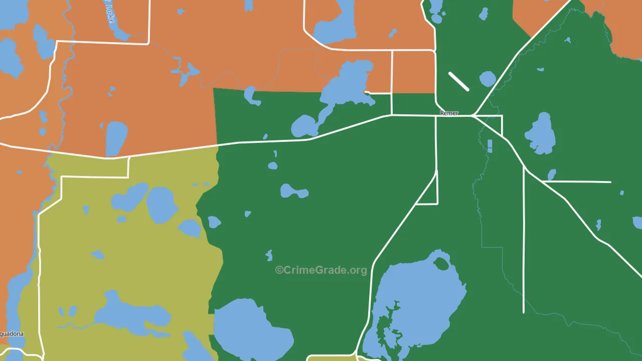 Remer, MN Map of Theft Rates