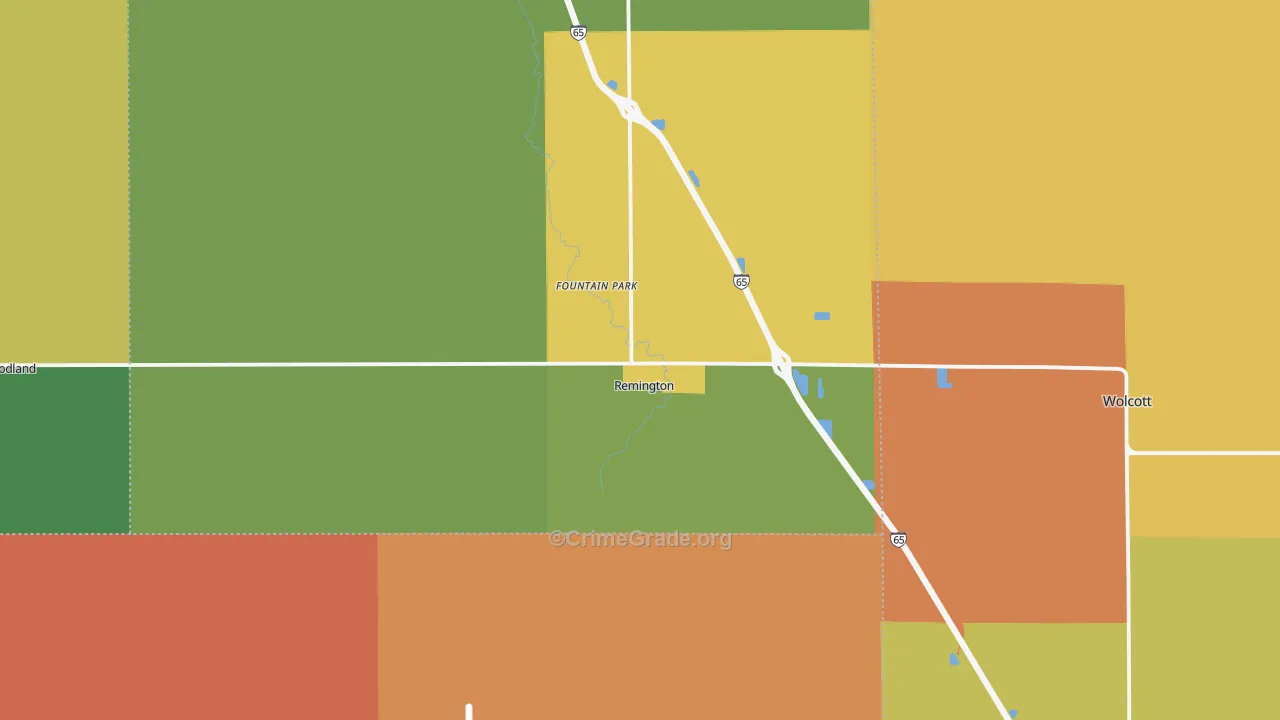 Remington, IN Map of Theft Rates