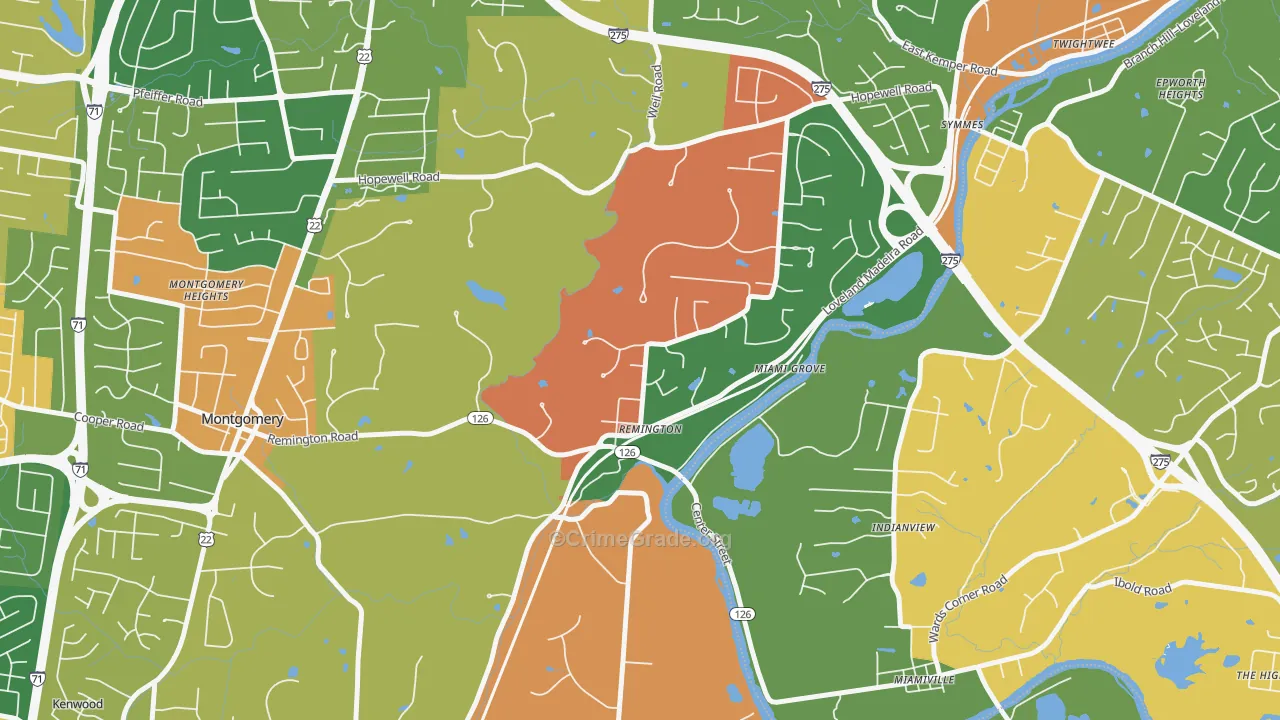 Remington, OH Map of Theft Rates