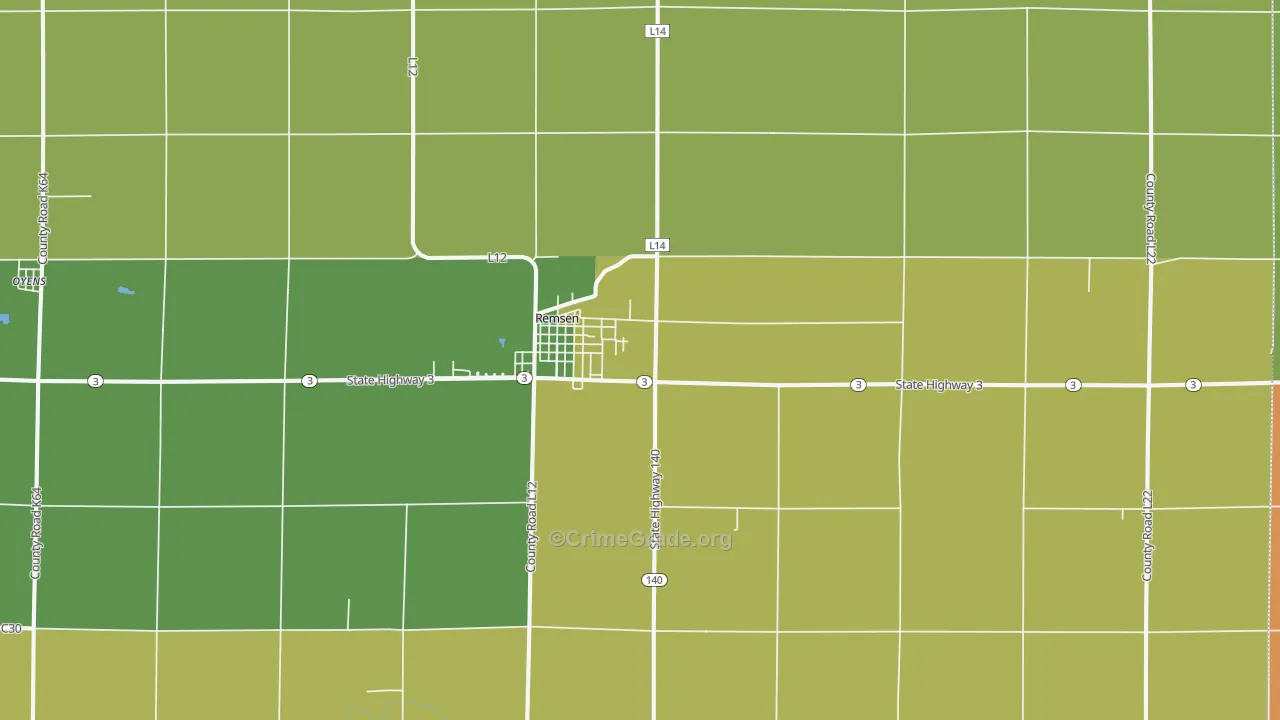 Remsen, IA Map of Theft Rates