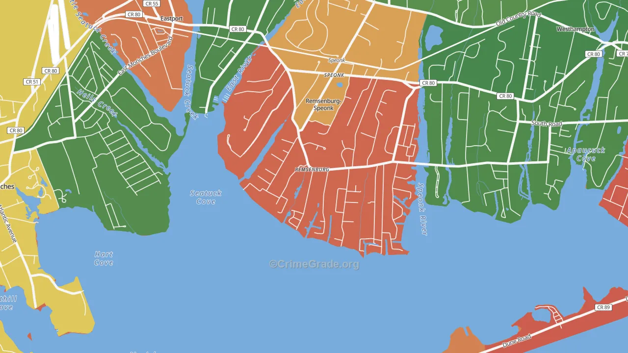 Remsenburg, NY Map of Theft Rates