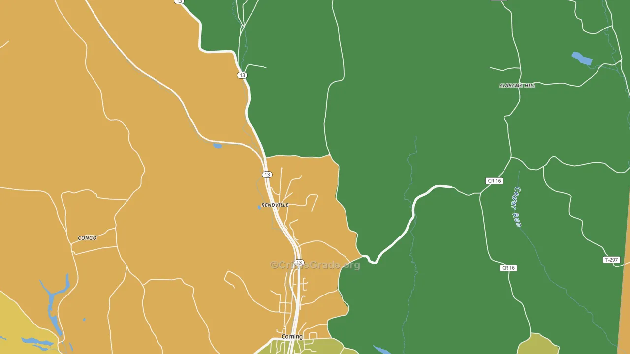 Rendville, OH Map of Theft Rates