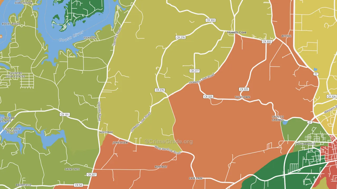 Renfroe, AL Map of Theft Rates
