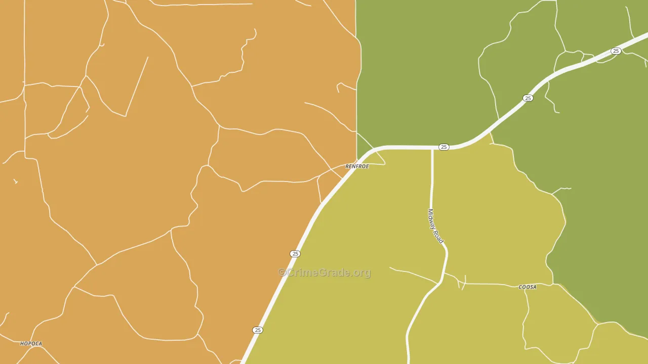 Renfroe, MS Map of Theft Rates