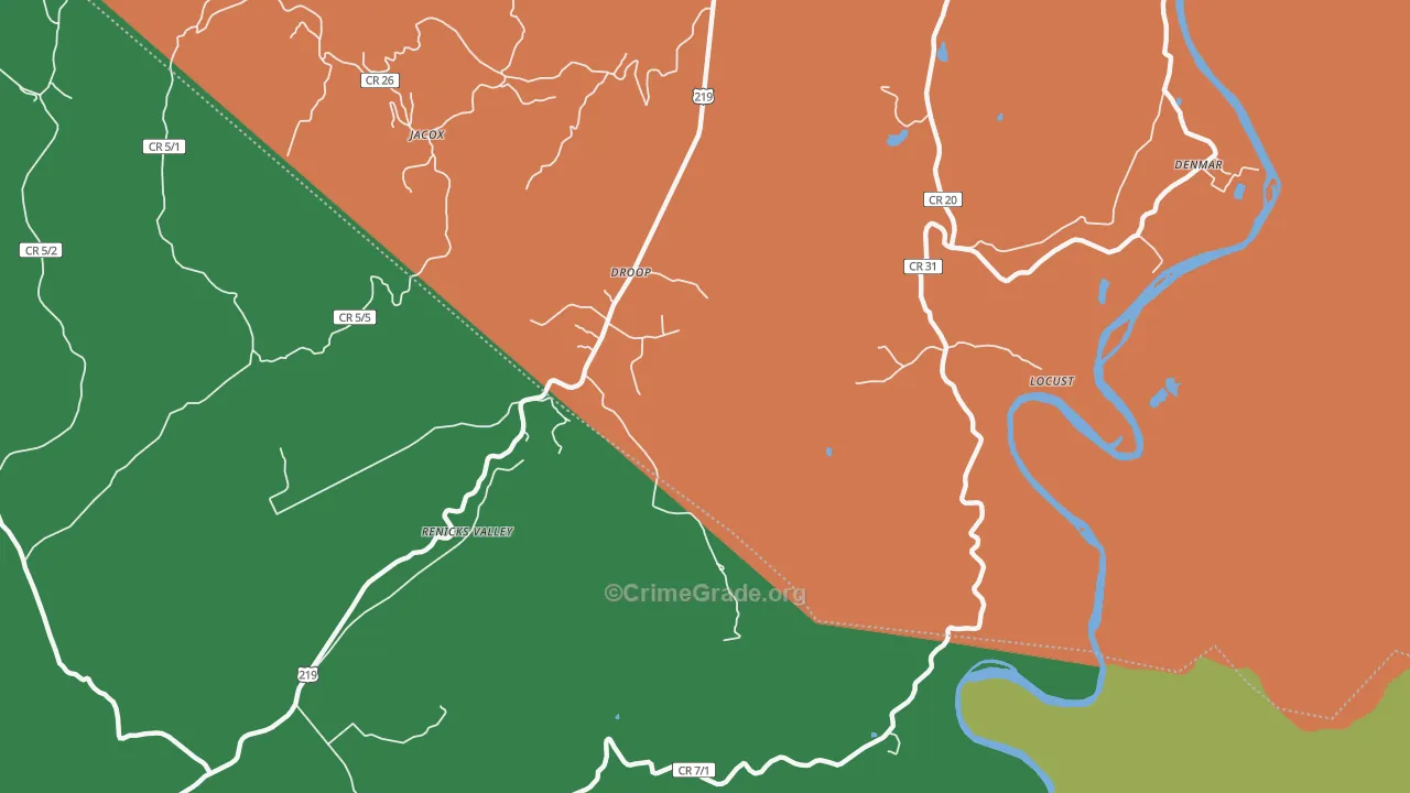 Renicks Valley, WV Map of Theft Rates