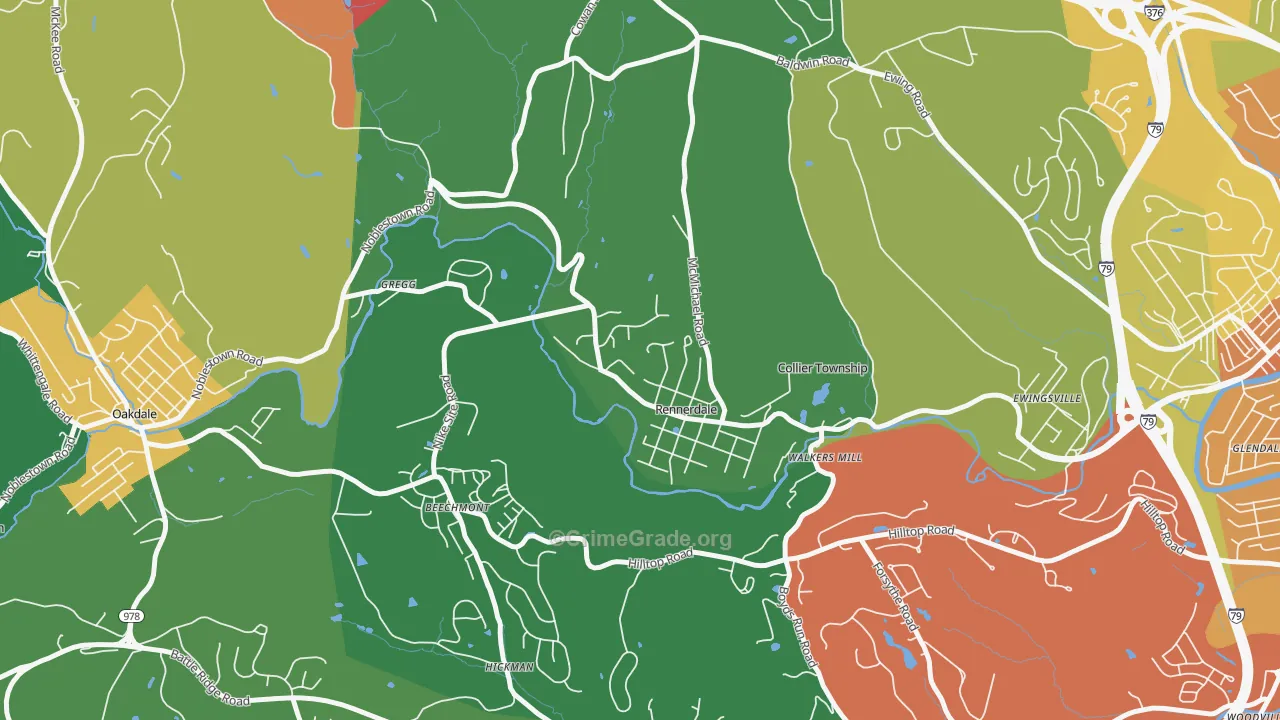 Rennerdale, PA Map of Theft Rates