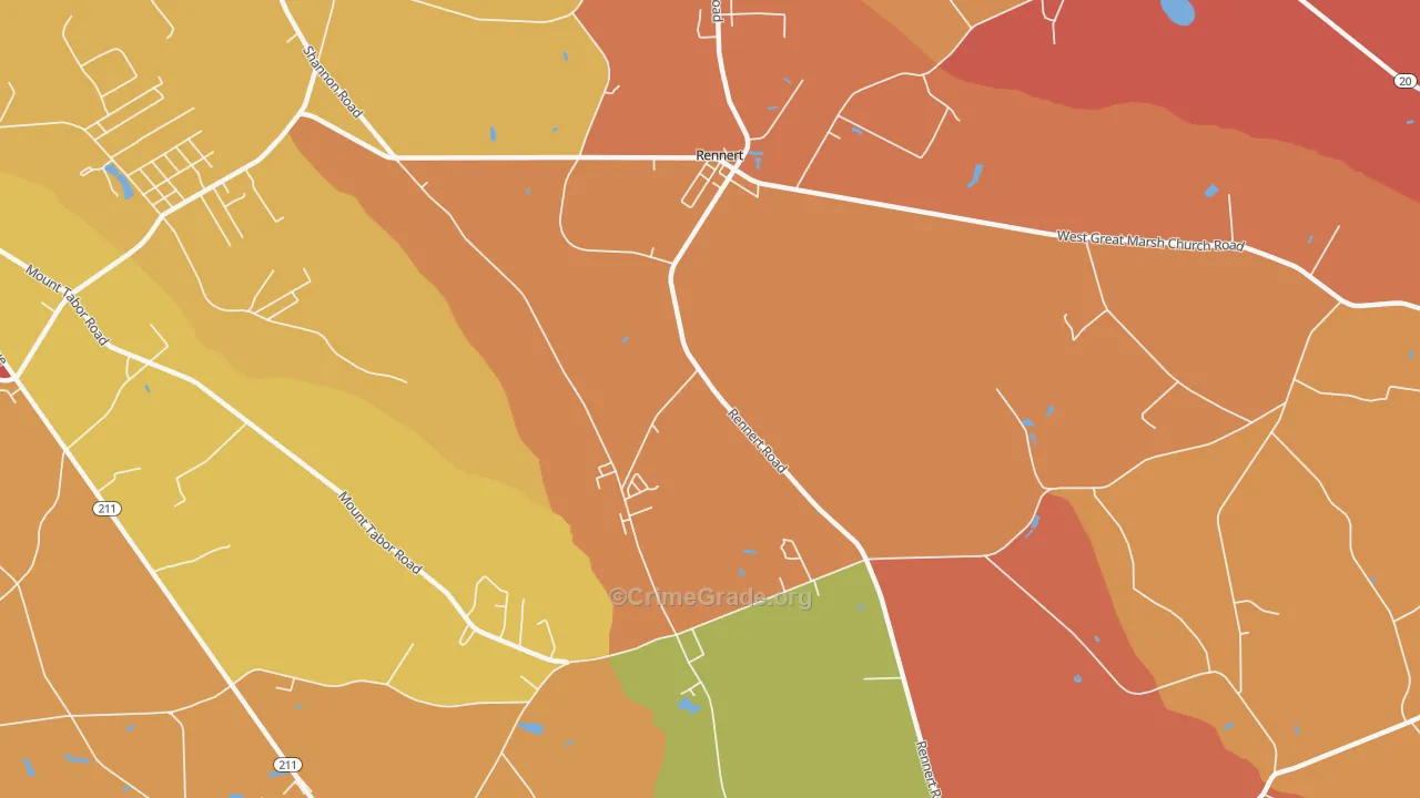 Rennert, NC Map of Theft Rates