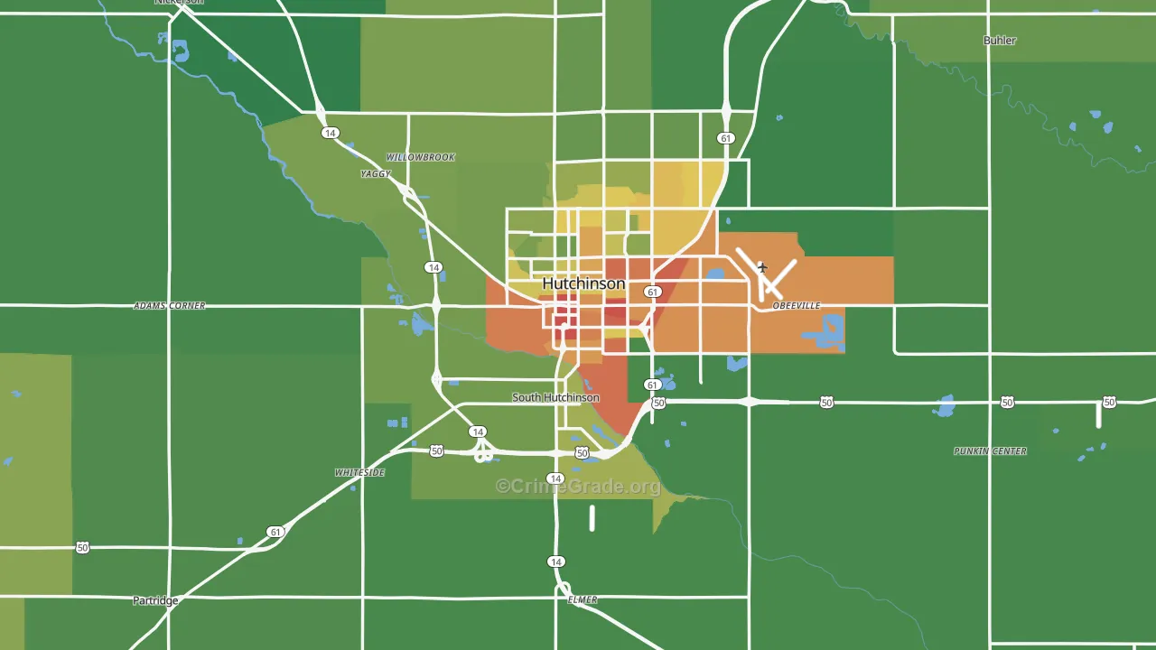 Reno County, KS Map of Theft Rates