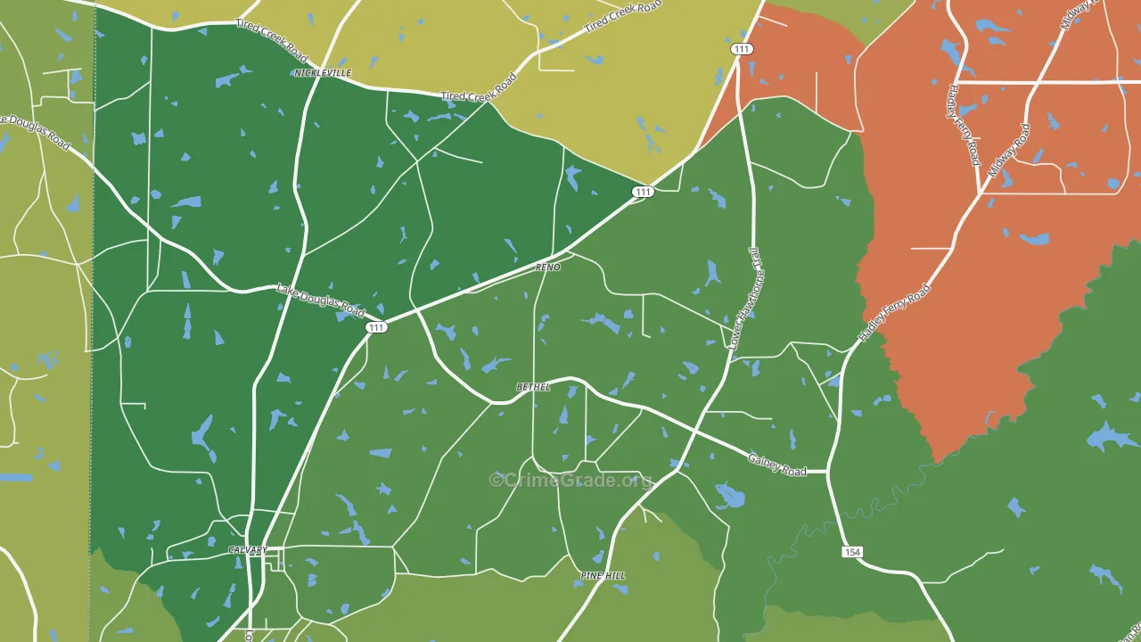 Reno, GA Map of Theft Rates