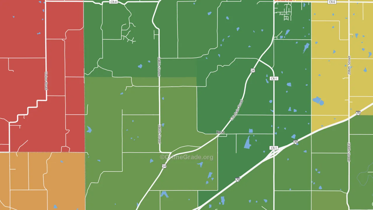 Reno, KS Map of Theft Rates