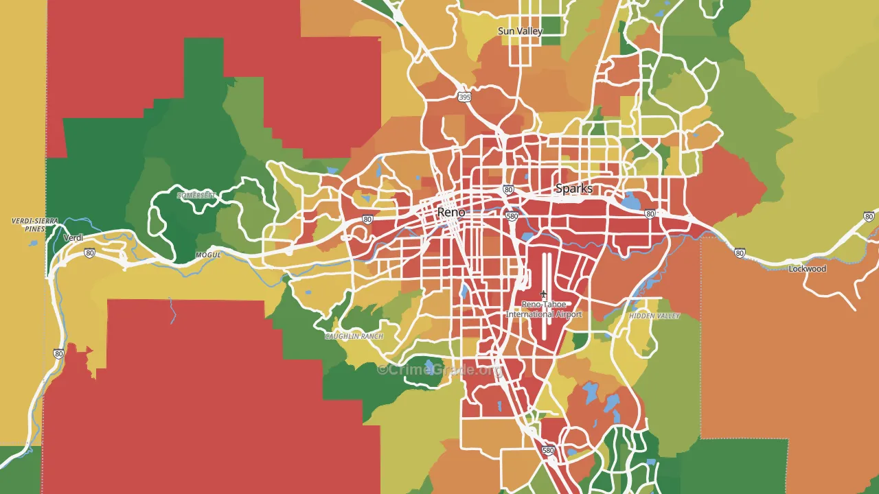 Reno, NV Map of Theft Rates