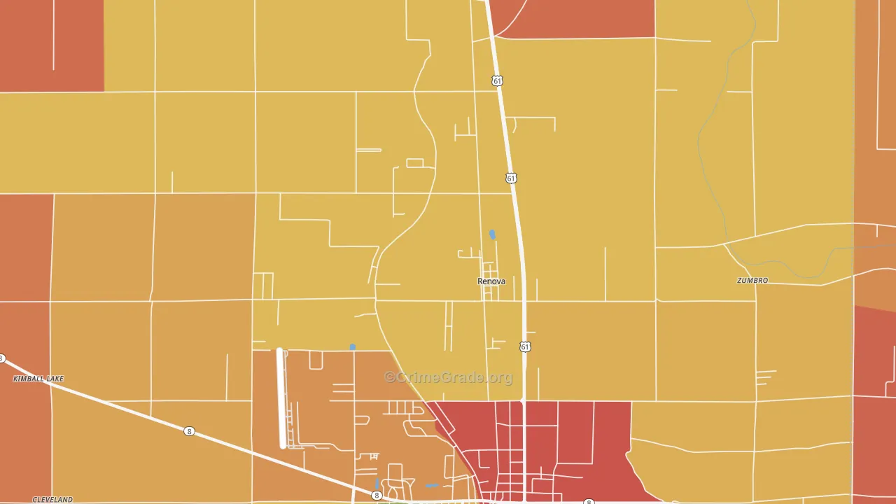 Renova, MS Map of Theft Rates