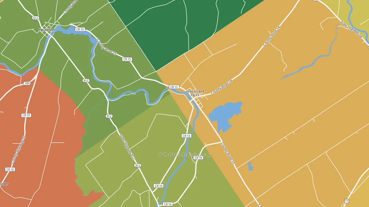 Rensselaer Falls, NY Map of Theft Rates