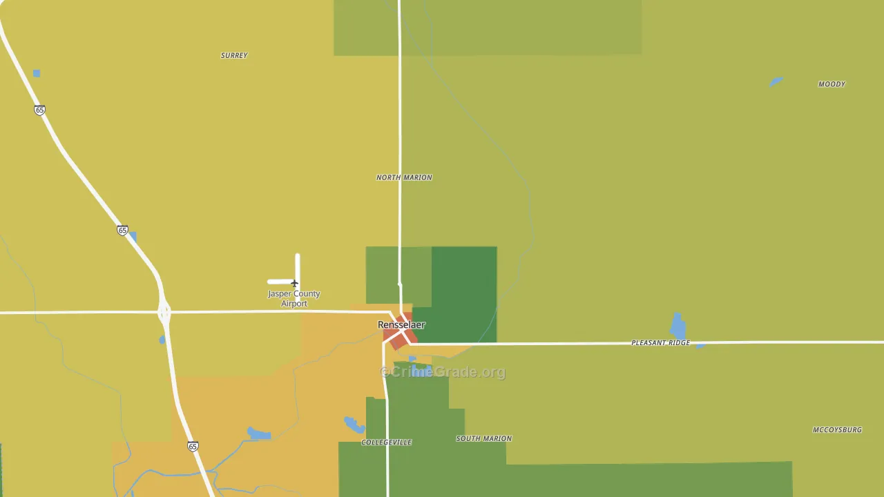 Rensselaer, IN Map of Theft Rates