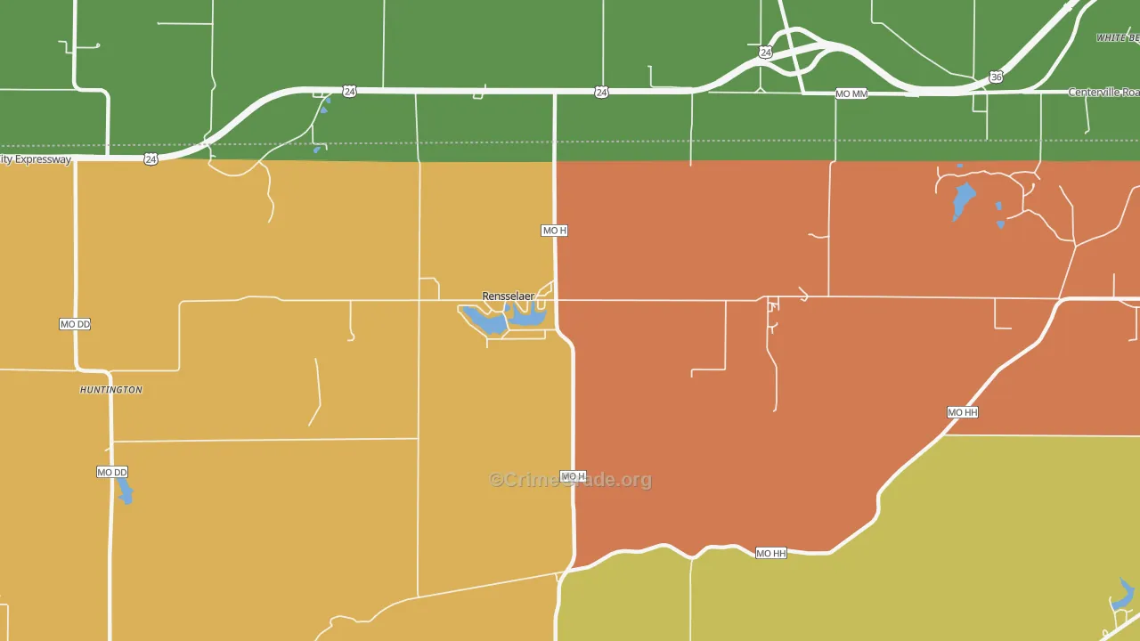 Rensselaer, MO Map of Theft Rates
