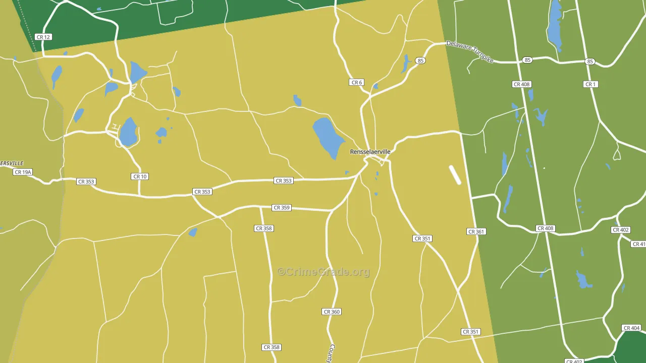 Rensselaerville, NY Map of Theft Rates