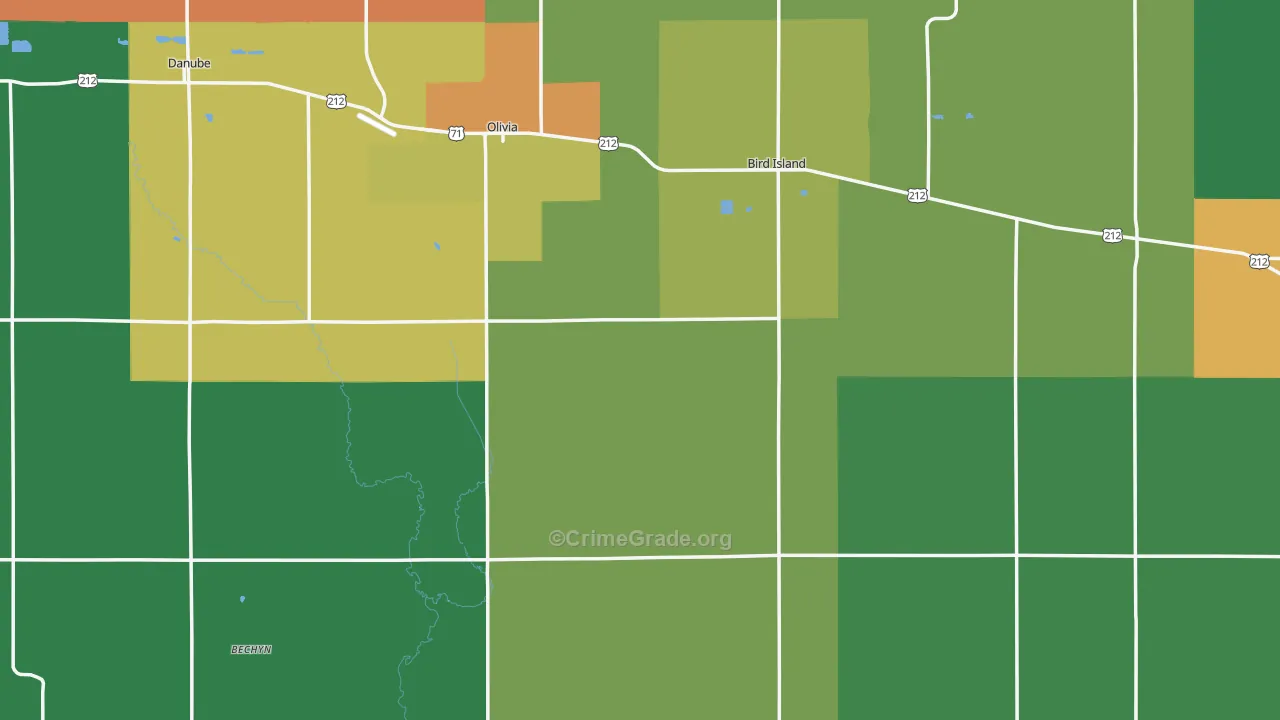 Renville County, MN Map of Theft Rates