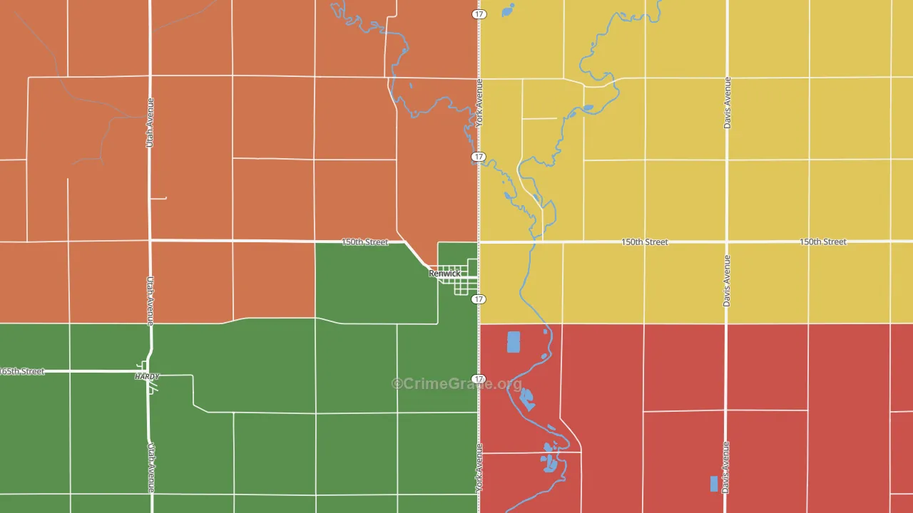 Renwick, IA Map of Theft Rates