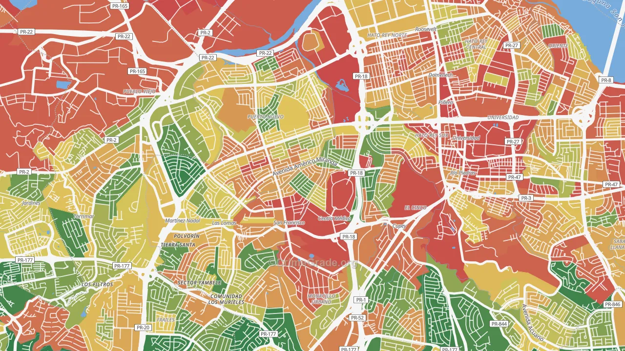Reparto Metropolitano, San Juan, PR Map of Theft Rates
