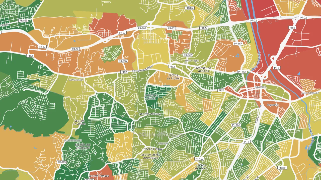 Reparto Valencia, Bayamon, PR Map of Theft Rates