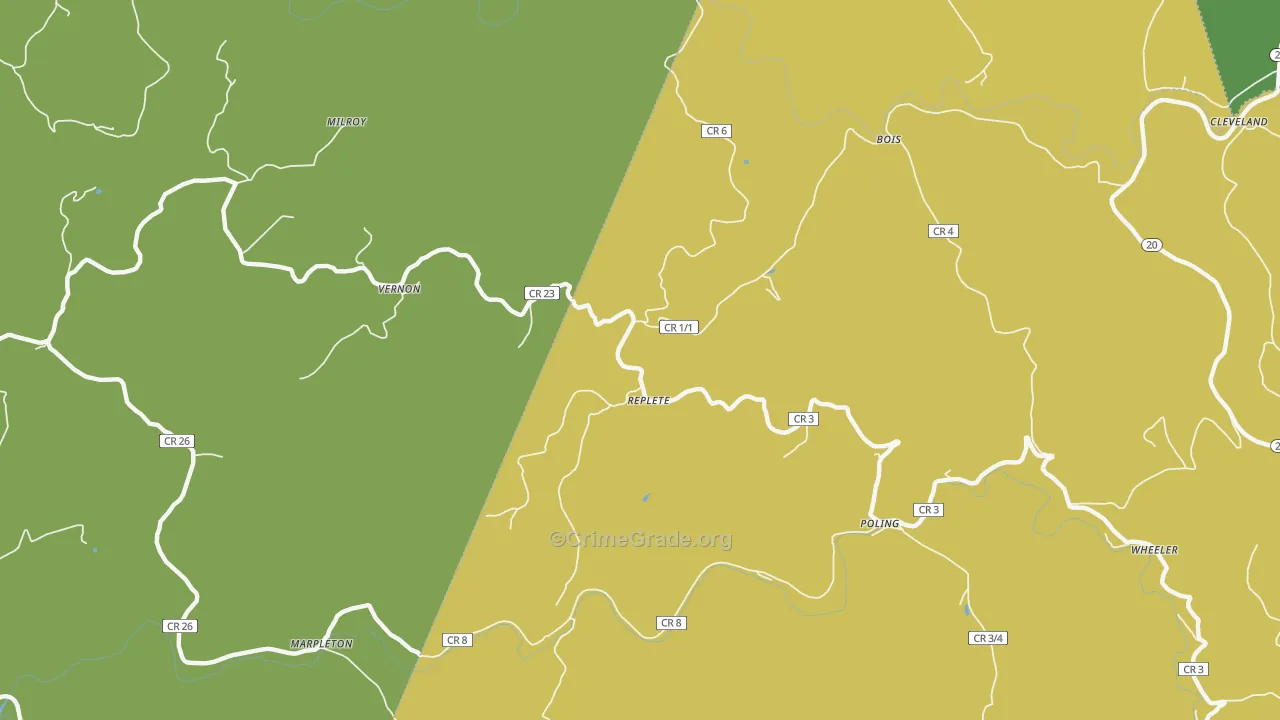 Replete, WV Map of Theft Rates