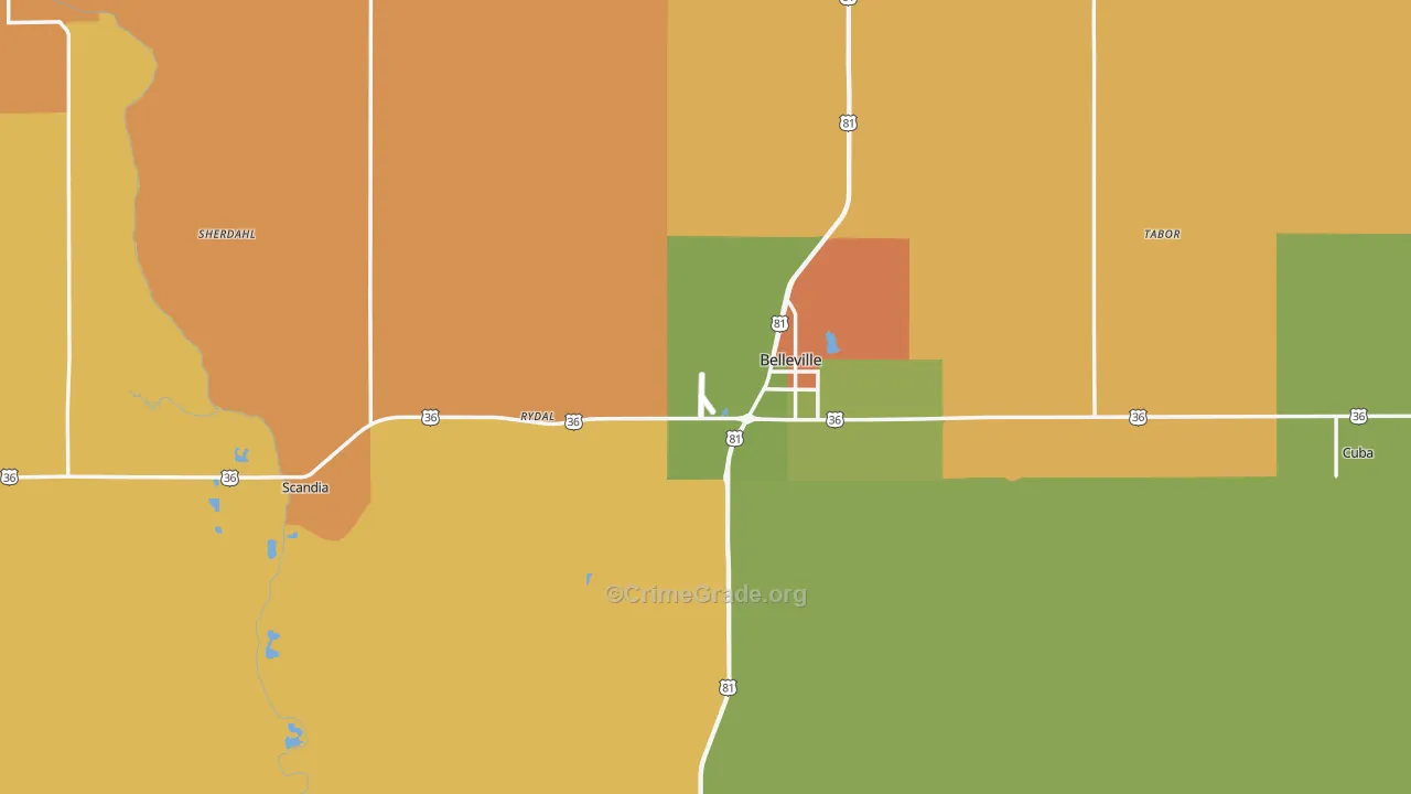 Republic County, KS Map of Theft Rates