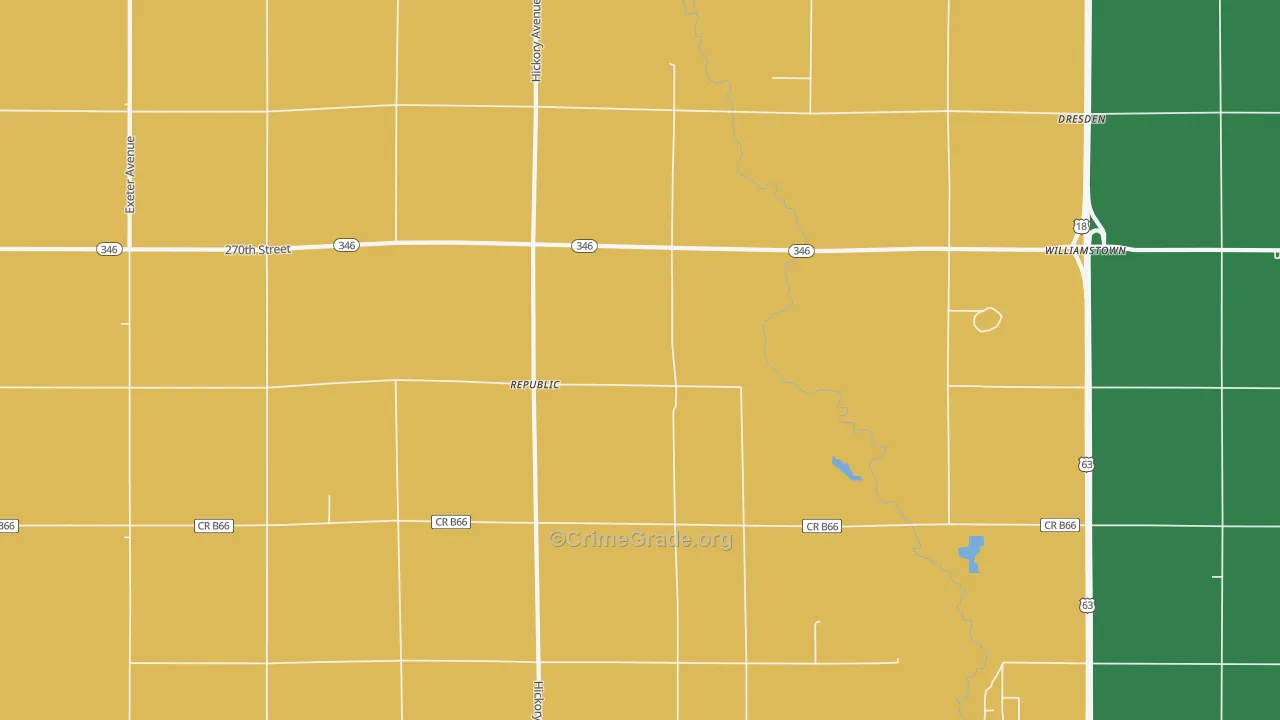 Republic, IA Map of Theft Rates