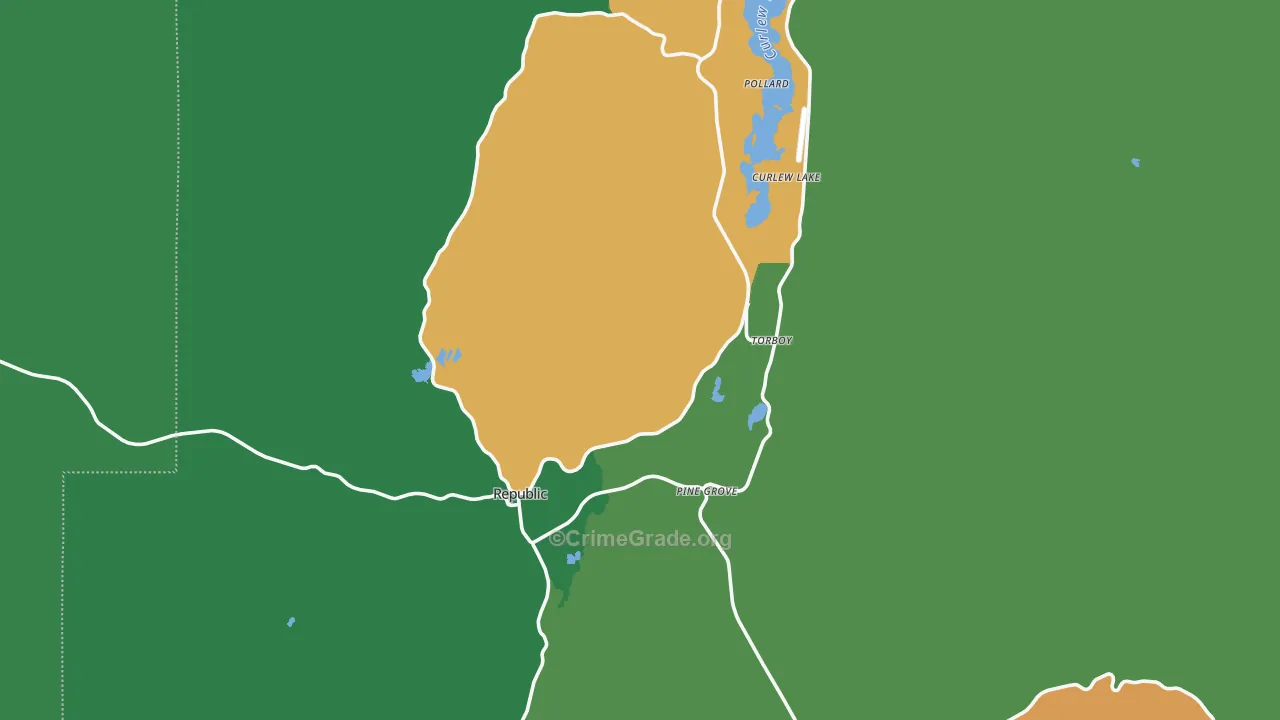 Republic, WA Map of Theft Rates